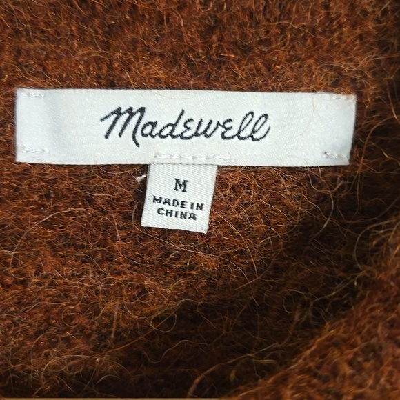 Madewell Carrabelle Polo Cardigan Alpaca Mohair Sweater In Heather Mahogany - Picture 13 of 14